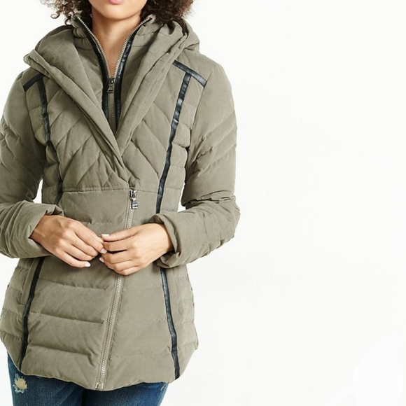 Express Hooded (MINUS THE) Leather Trim Puffer Coat - Picture 2 of 11